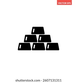 Black single gold bars icon, simple business financial trade flat design vector pictogram, infographic interface elements for app logo web button ui ux isolated on white background