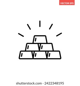 Icono de línea de barras de oro simple, comercio financiero simple, diseño plano pictograma vector, elementos de interfaz infográfica para el logotipo de la aplicación botón web ui ux aislado en fondo blanco