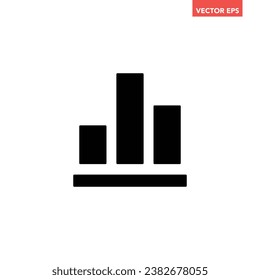 Black single growing graph glyph icon, simple financial chart bars flat design pictogram, infographic vector for app logo web button ui ux interface elements isolated on white background