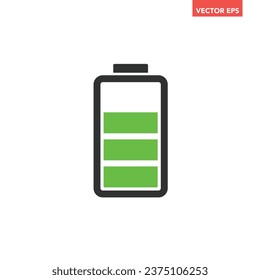 Black single half battery indicator icon, simple green level charging flat design vector pictogram, infographic interface elements for app logo web button ui ux isolated on white background