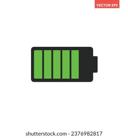 Black single half battery indicator icon, simple green level charging flat design vector pictogram, infographic interface elements for app logo web button ui ux isolated on white background