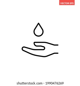 Black single hand wash line icon, simple clean up flat design vector pictogram, infographic vector for app logo web website button ui ux interface elements isolated on white background