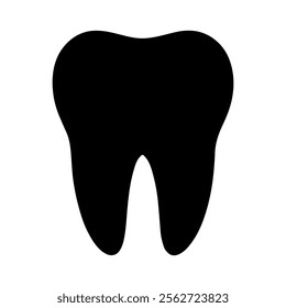 Black single healthy tooth silhouette vector illustration on white background