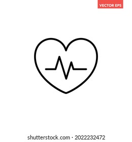Schwarzes einzelnes Pulsliniensymbol für Herzschlag, einfaches Flachbild-Design-Piktogramm für medizinische Signaturen, Infografik-Vektorgrafik für die Website-Schaltfläche für das App-Logo ui ux Schnittstellenelemente einzeln auf weißem Hintergrund