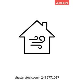 Schwarz Single Home Klimaanlage Line Icon, Einfache Wohnungslüftung Flaches Design Piktogramm Vektorgrafik für App Anzeigen Web Banner ui ux Interface Element isoliert auf weißem Hintergrund