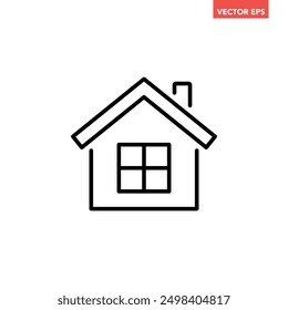 Black single home line icon, simple real estate graphic flat design pictogram vector for app ads web banner button ui interface elements isolated on white background