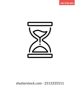 Icono de línea de reloj de arena solo negro, tiempo de espera simple pictograma de Vector de diseño plano, Elementos de interfaz de infografía para el Botón de Web de logotipo App ui ux aislado sobre fondo blanco