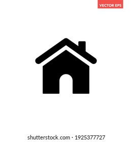 Black single house icon, simple style real estate flat design concept pictogram vector for app ads web banner button ui ux interface elements isolated on white background