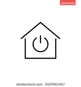 Schwarzes Single House Power Button Line-Symbol, einfaches Home-Technologie-Switch-flaches Design-Piktogramm, Infografik-Illustration für App-Logo-Webbanner ui ux-Interface-Elemente