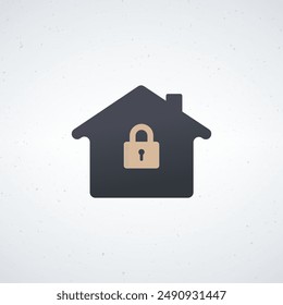 Black single house under protection icon, simple safe home lock defense. Stock vector illustration isolated on white background.