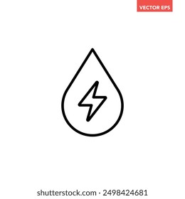 Schwarzes einzelnes Wasserkraftlinien-Symbol, einfache Wasserkraft flaches Design Piktogramm Vektor für App-Anzeigen Web-Banner-Taste ui Schnittstellenelemente einzeln auf weißem Hintergrund