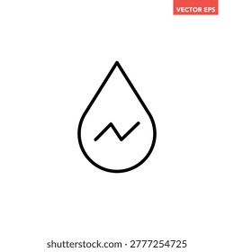 Black single hydroelectric energy line icon, simple hydro power flat design pictogram vector for app ads web banner button ui interface elements isolated on white background