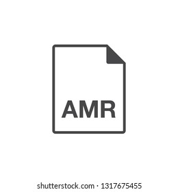 Black single line AMR document data file format icon concept. Simple modern flat design element for app, ui, ux, web, button, interface. Glyph graphic vector eps 10 isolated on white background