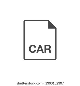 Black single line car document file format icon concept. Simple modern flat design element for app, ui, ux, web, button, interface. Glyph graphic vector eps 10 isolated on white background