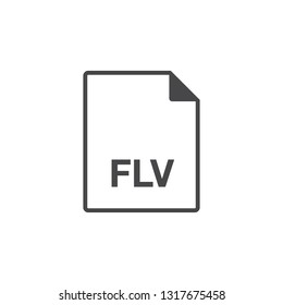 Black single line FLV document data file format icon concept. Simple modern flat design element for app, ui, ux, web, button, interface. Glyph graphic vector eps 10 isolated on white background