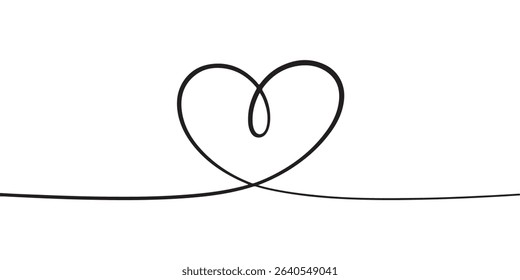 Black Single Line Heart Shape Minimalist Drawing love