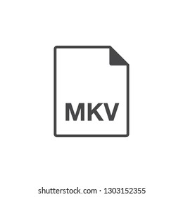 Black single line mkv document data file format icon concept. Simple modern flat design element for app, ui, ux, web, button, interface. Glyph graphic vector eps 10 isolated on white background