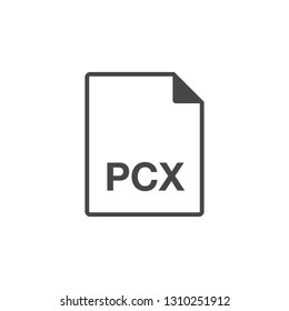 Black single line pcx document data file format icon concept. Simple modern flat design element for app, ui, ux, web, button, interface. Glyph graphic vector eps 10 isolated on white background