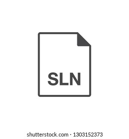 Black single line sln document file format icon concept set. Simple modern flat design element for app, ui, ux, web, button, interface. Glyph graphic vector eps 10 isolated on white background