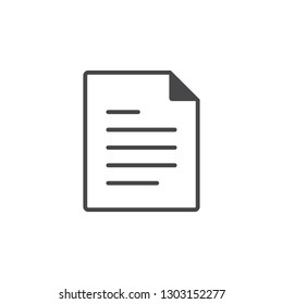 Black single line text document data file format icon concept. Simple modern flat design element for app, ui, ux, web, button, interface. Glyph graphic vector eps 10 isolated on white background