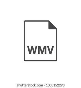 Black single line wmv file format icon concept. Simple data document flat design vector infographic pictogram for app ads web website button ui ux interface elements isolated on white background