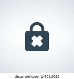 Black single lock with password protection. Closed lock. Stock vector illustration isolated on white background.