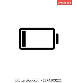 Black single low battery indicator icon, simple charging flat design vector pictogram, infographic interface elements for app logo web button ui ux isolated on white background