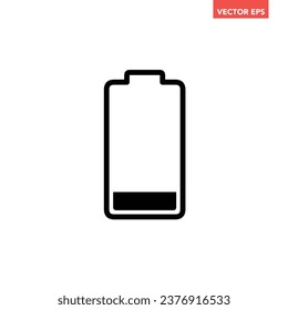 Icono indicador simple de batería baja simple, pictograma de diseño plano de carga simple, elementos de interfaz infográfica para el logotipo de la aplicación botón web ui ux aislado en fondo blanco