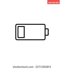 Black single low battery indicator icon, simple charging flat design vector pictogram, infographic interface elements for app logo web button ui ux isolated on white background