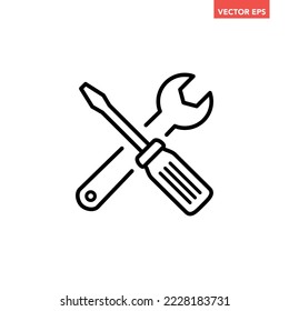 Schwarzes einfaches Instandhaltungssymbol, einfaches umrissses Tool, flaches Design-Piktogramm, Infografik-Vektorgrafik für App-Logo-Web-Button ui ux-Schnittstellenelemente einzeln auf weißem Hintergrund