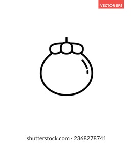Icono de línea delgada de mangostino único negro, contorno de elemento de fruto tropical simple pictograma de diseño plano, vector infográfico para el logotipo de la aplicación botón web ui ux interfaz aislado en fondo blanco
