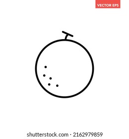 Black single melon line icon, simple fresh juicy fruit flat design pictogram, infographic vector for app logo web button ui ux interface elements isolated on white background