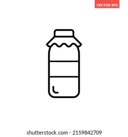 Black single milk bottle line icon, simple outline natural food flat design pictogram, infographic vector for app logo web button ui ux interface elements isolated on white background
