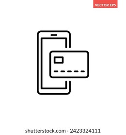 Icono negro de pago único móvil, transacción bancaria simple por teléfono de diseño plano infográfico pictograma vector, para el logotipo de la aplicación botón web ui ux elementos de interfaz aislados en fondo blanco