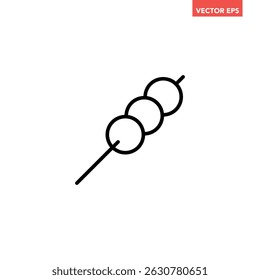 Black single mochi dango line icon, simple Japanese Food outline flat design pictogram, infographic vector for app logo web button ui ux interface isolated on white background
