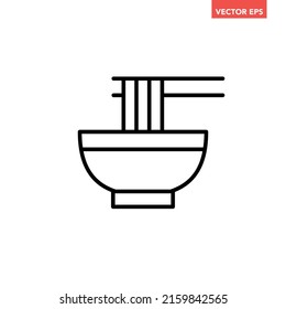 Black single modern noodle line icon, simple outline Asia food flat design pictogram, infographic vector for app logo web button ui ux interface elements isolated on white background