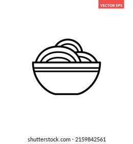 Black Single Modern Pasta Dish Line Icon, Simple Outline Italian Food Flat Design Pictogram, Infographic Vector For App Logo Web Button Ui Ux Interface Elements Isolated On White Background