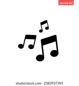 Black single music notes icon, simple simple musical sign flat design concept vector for app ads web banner button ui ux interface elements isolated on white background