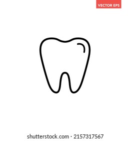 Black single nice healthy tooth line icon, simple outline good dental care flat design pictogram, infographic vector for app logo web button ui ux interface elements isolated on white background