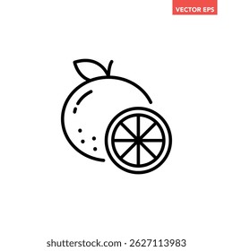 Preto laranja simples com corte ícone da linha da peça da fatia, pictograma simples do projeto do plano da fruta saboroso fresco, vetor infográfico para o botão da web do logotipo do aplicativo elementos da interface do ux da interface ui isolados no fundo branco