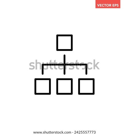Black single org hierarchy line icon, simple team management flat design vector pictogram, infographic interface elements for app logo web button ui ux isolated on white background