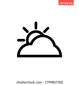 Icono de la línea de día nublado, diseño plano simple pictograma vectorial, vector infográfico para el logo de la aplicación sitio web botón banner ui ux elementos de interfaz aislados en fondo blanco
