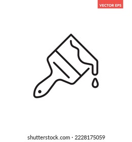 Black single paint brush line icon, simple industrial painting tool flat design pictogram, infographic vector for app logo web button ui ux interface elements isolated on white background