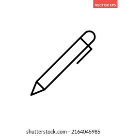 Black single pen line icon, simple outline writing tool flat design pictogram, infographic vector for app logo web button ui ux interface elements isolated on white background