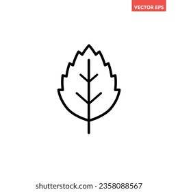 Icono de línea de hoja de perilla única negra, pictograma de diseño plano simple de elemento vegetal natural, vector infográfico de la aplicación logo botón web ui ux interfaz aislado en fondo blanco