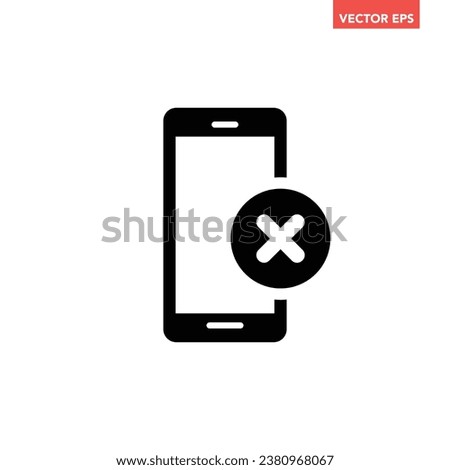 Black single phone cancel line icon, simple digital not accepted or approved flat design pictogram, infographic vector for app logo web button ui ux interface element isolated on white background
