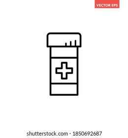 Schwarze einzelne Tablettenflasche, Symbol, einfache Gesundheitsausrüstung, flaches Design, Vektorgrafik, Infografik für die Website-Website-App-Logo-Schaltfläche ux Schnittstellenelemente einzeln auf weißem Hintergrund