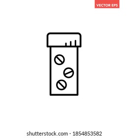 Icono de línea del frasco de pastillas simples, equipo de salud simple diseño plano pictograma vectorial, vector infográfico para el logo de la aplicación web botón ui ux elementos de interfaz aislados en fondo blanco