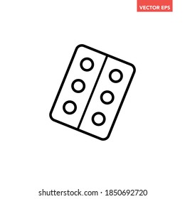 Schwarzes Paket mit einer Pillenpackung, einfaches Gesundheitsgerät, flaches Design, Vektorgrafik, Infografik für App-Logo-Website-Button-Banner ui ux-Schnittstellenelemente einzeln auf weißem Hintergrund