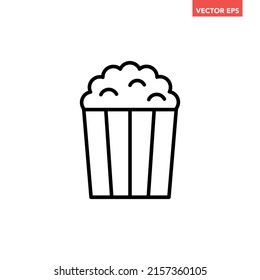 Black single popcorn pack line icon, simple fresh movie snack flat design pictogram, infographic vector for app logo web button ui ux interface elements isolated on white background